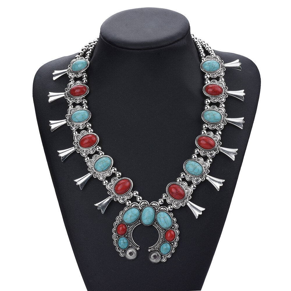 Indian Vintage Statement Choker Necklace Women Native American Jewelry Boho Tribal Moon Pendants Collar Necklace
