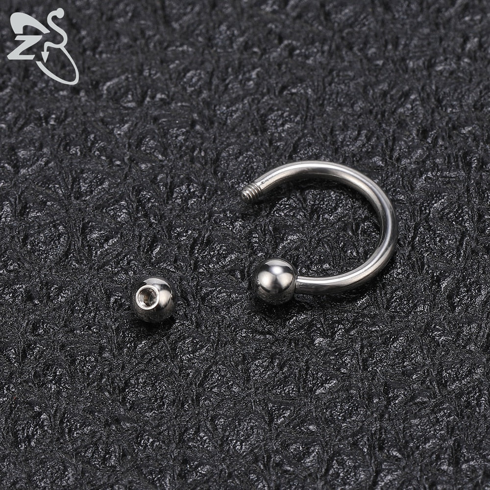 ZS 1 PC 316L Stainless Steel Nose Ring 14G 16G Nose Piercings Helix Ear Piercing Women Men Septum Rings Body Piercing Jewelry