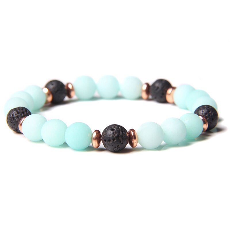Natural Pink Zebra Stone Beads Bracelet 8mm Lava Volcanic Beaded Charm Bracelet Yoga Jewelry for Women Men Friendship Bracelet