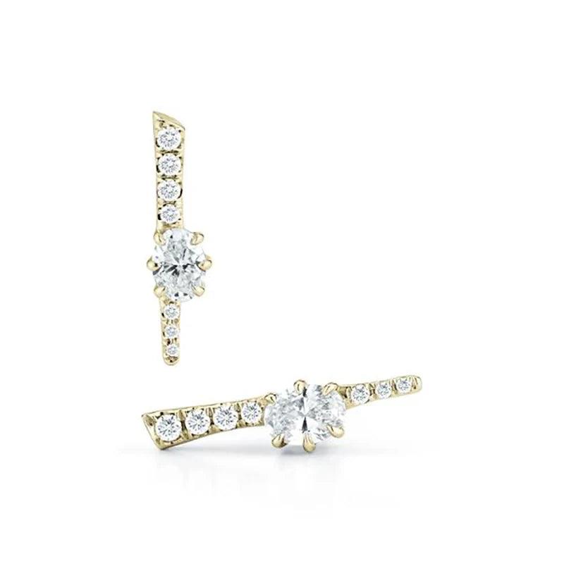 Gold Plated Cubic Zirconia Stud Earrings Jewelry