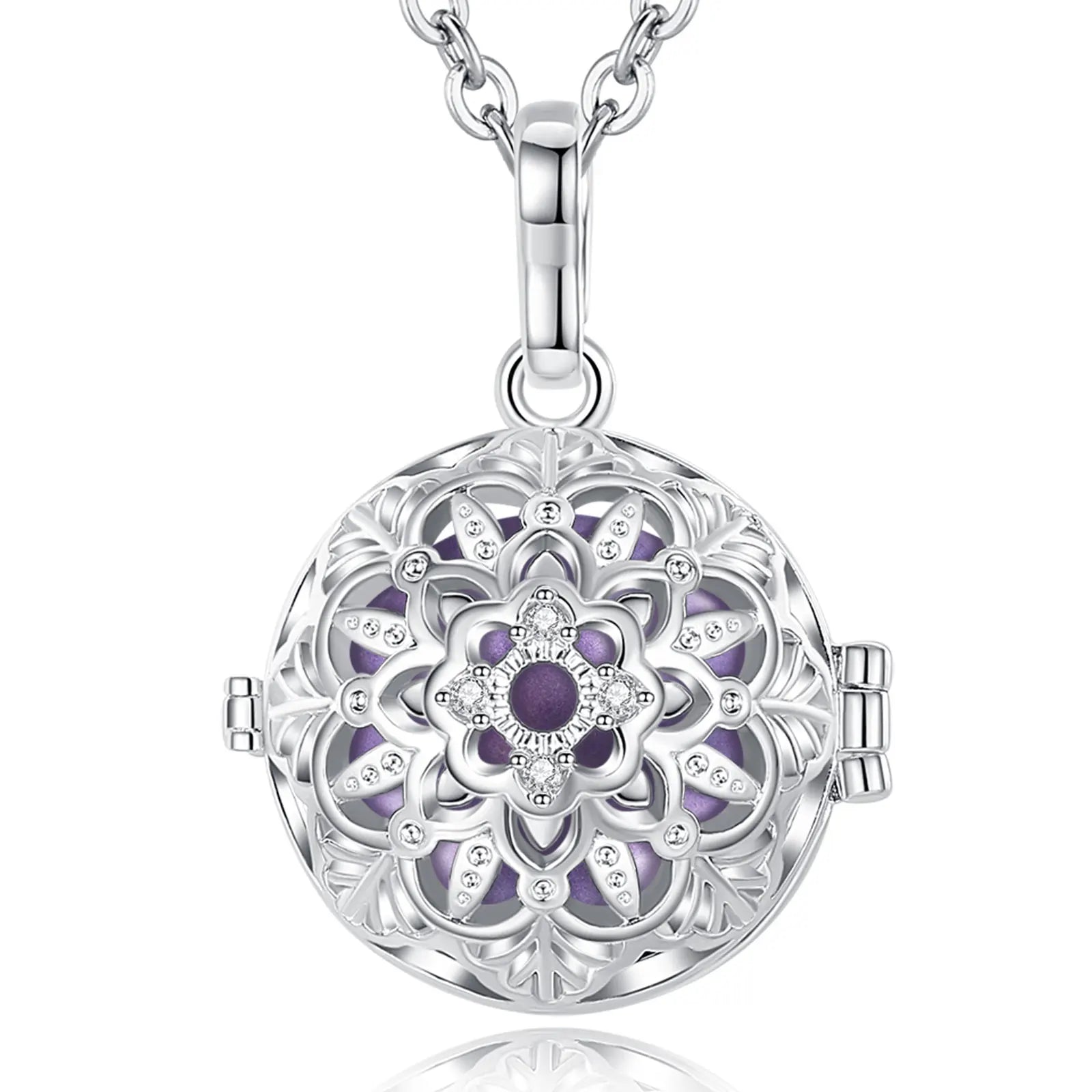 Eudora 18mm Harmony Ball Lotus Cage Pregnancy Bola Necklace, Angel Caller Amulet