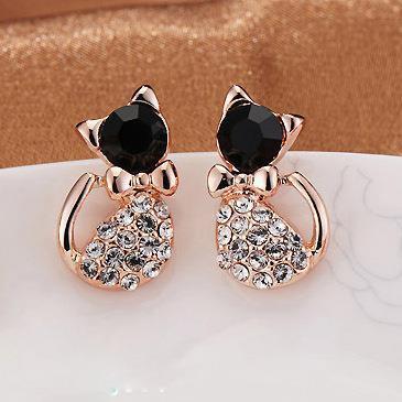 Cute rhinestone bow, cat earrings For Women girl Accessories jewelry wholesale