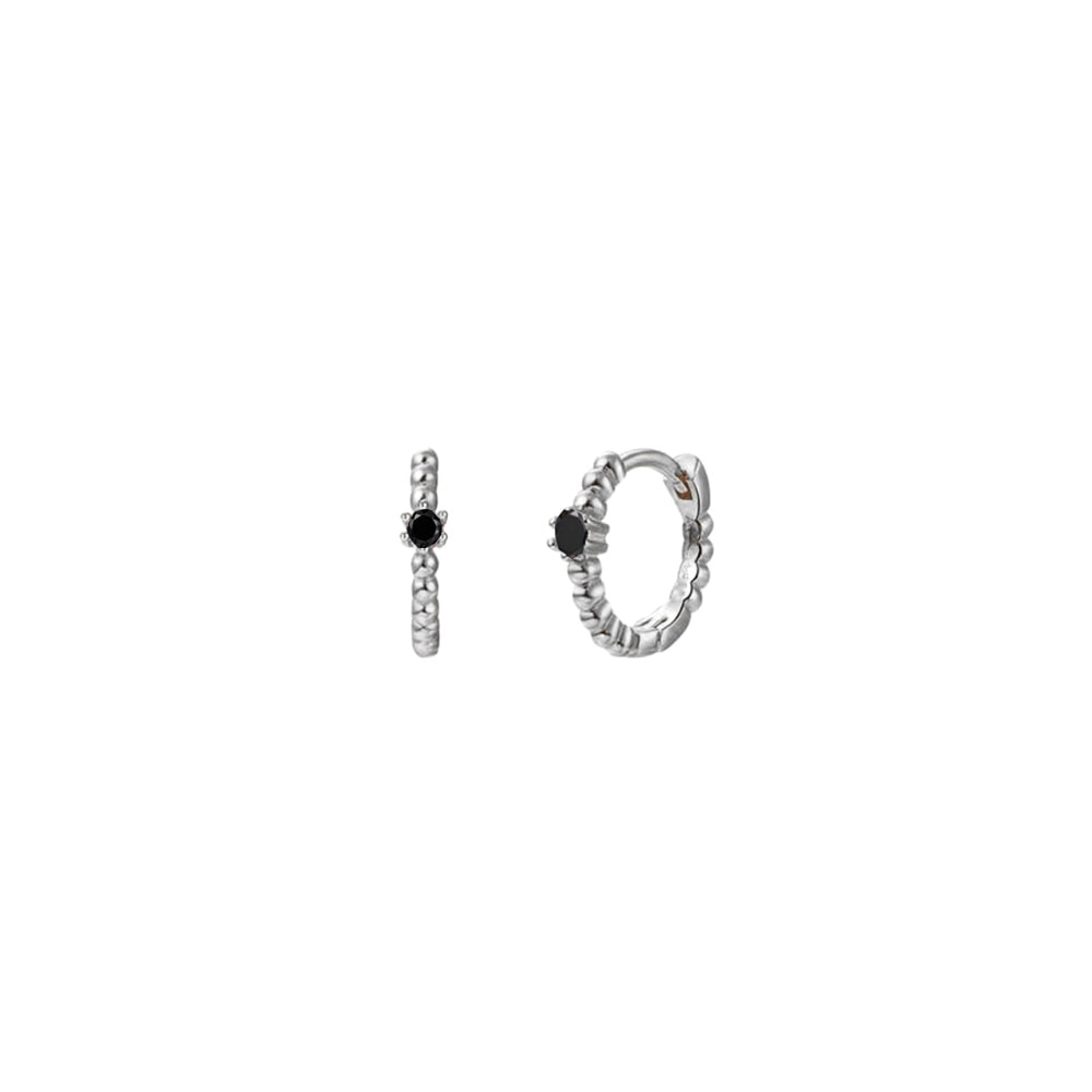 ANDYWEN 925 Sterling Silver 8mm Beads Huggies Middle Hoop Crystal Women Party Piercing Pendiente Clips Wedding Rock Punk Jewelry