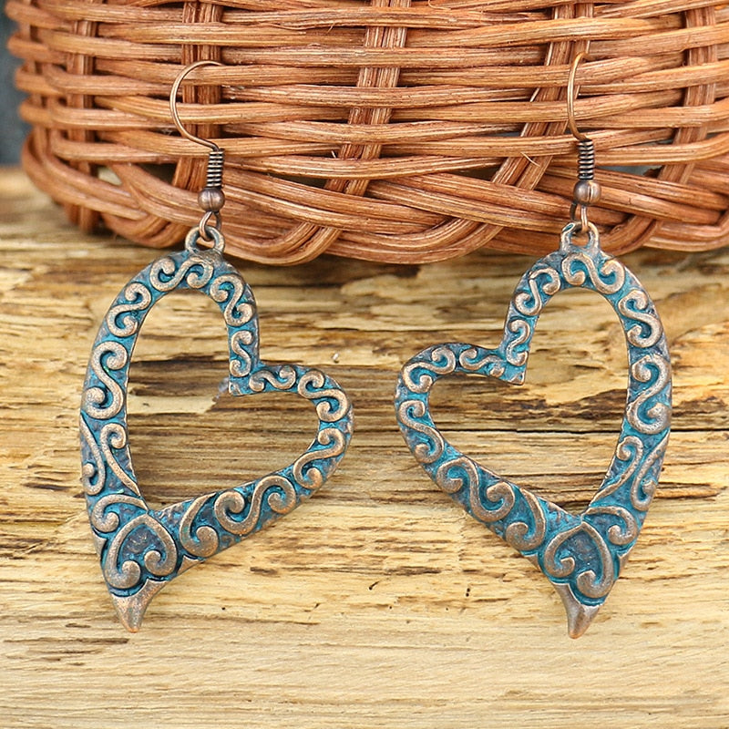 Exknl Fashion Vintage Drop Earrings For Women Alloy Crystal Ethnic Beads Boho Flower Earrings Colorful Dangle Earrings Jewelry