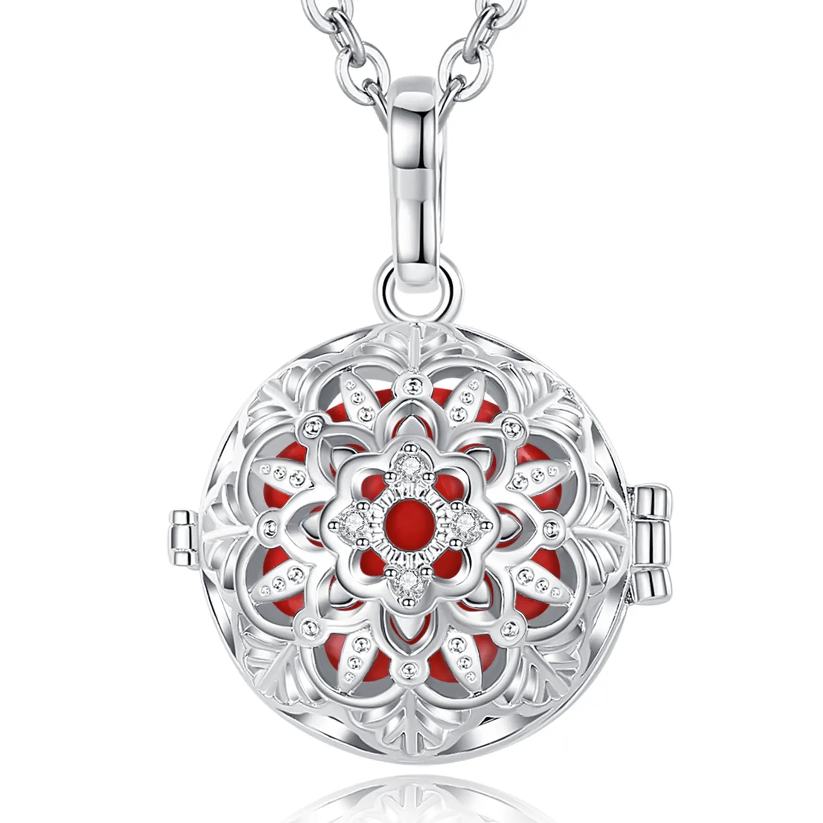 Eudora 18mm Harmony Ball Lotus Cage Pregnancy Bola Necklace, Angel Caller Amulet