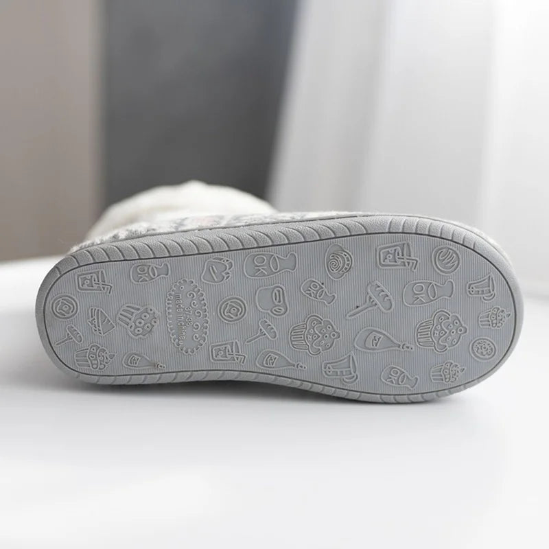 comemore Winter Home Cotton Warm Boots Soft Bottom Non-slip Female Furry Cloud Slipper Women's Home Slipper Flat Shoes for Women - Charlie Dolly