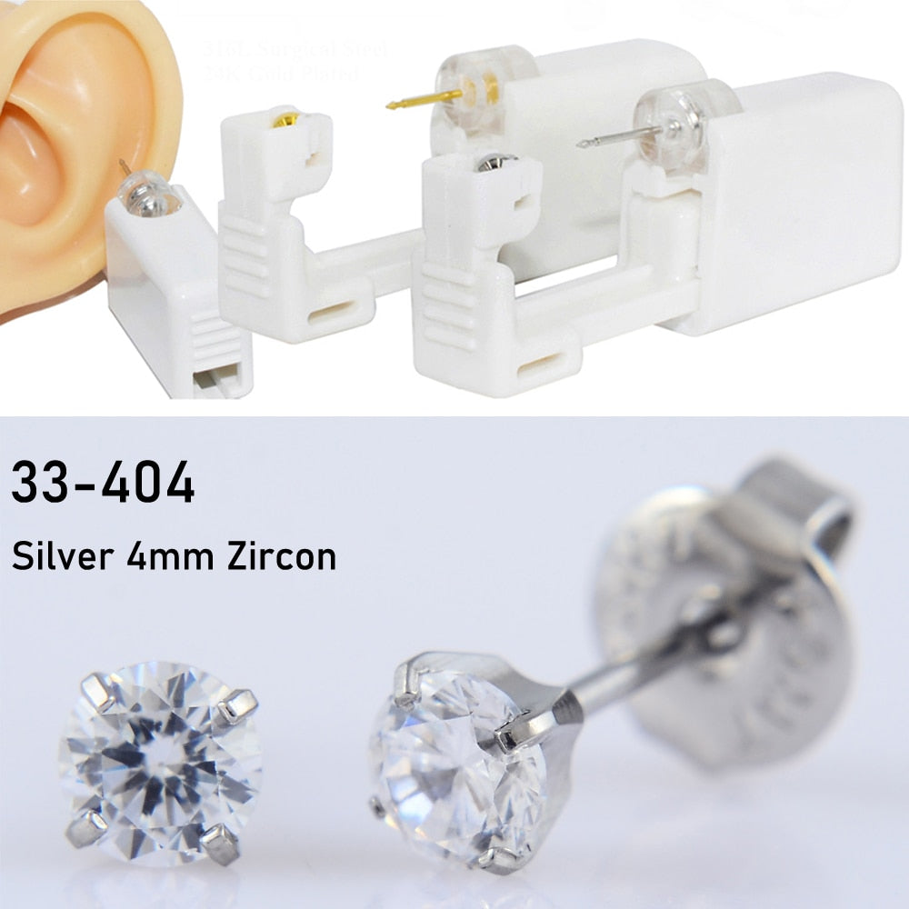 Disposable Sterile Ear Piercing Unit Cartilage Tragus Helix Piercing Gun Tool Kit Build In Steel Stud Earring Star Ball