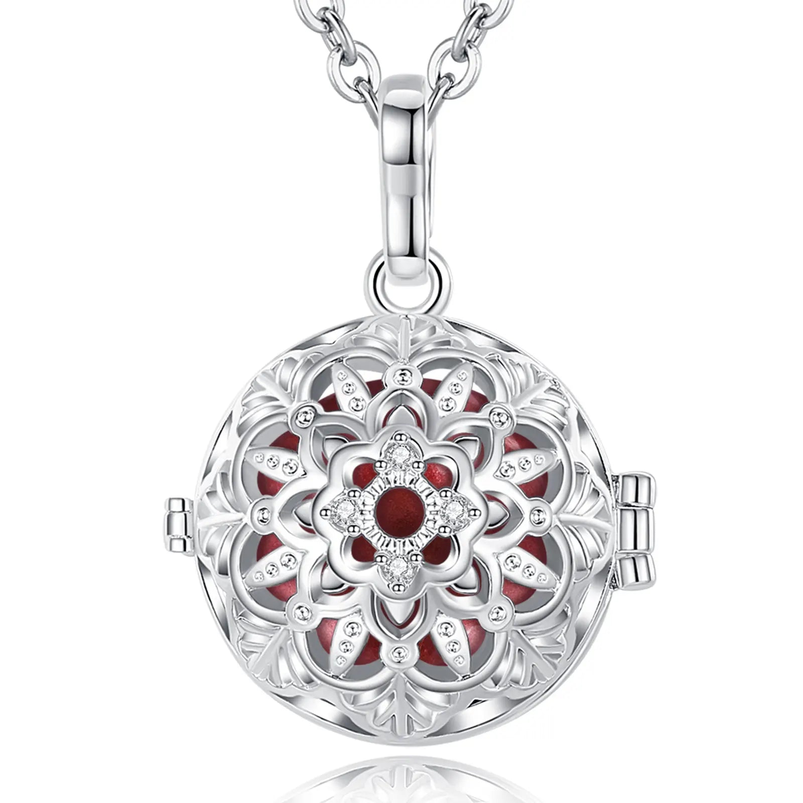 Eudora 18mm Harmony Ball Lotus Cage Pregnancy Bola Necklace, Angel Caller Amulet