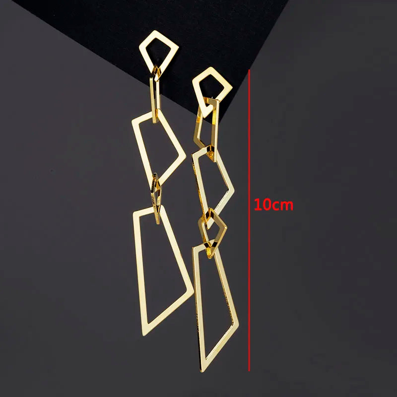 Twisted Gold Metal Geometric Dangle Earrings Jewelry