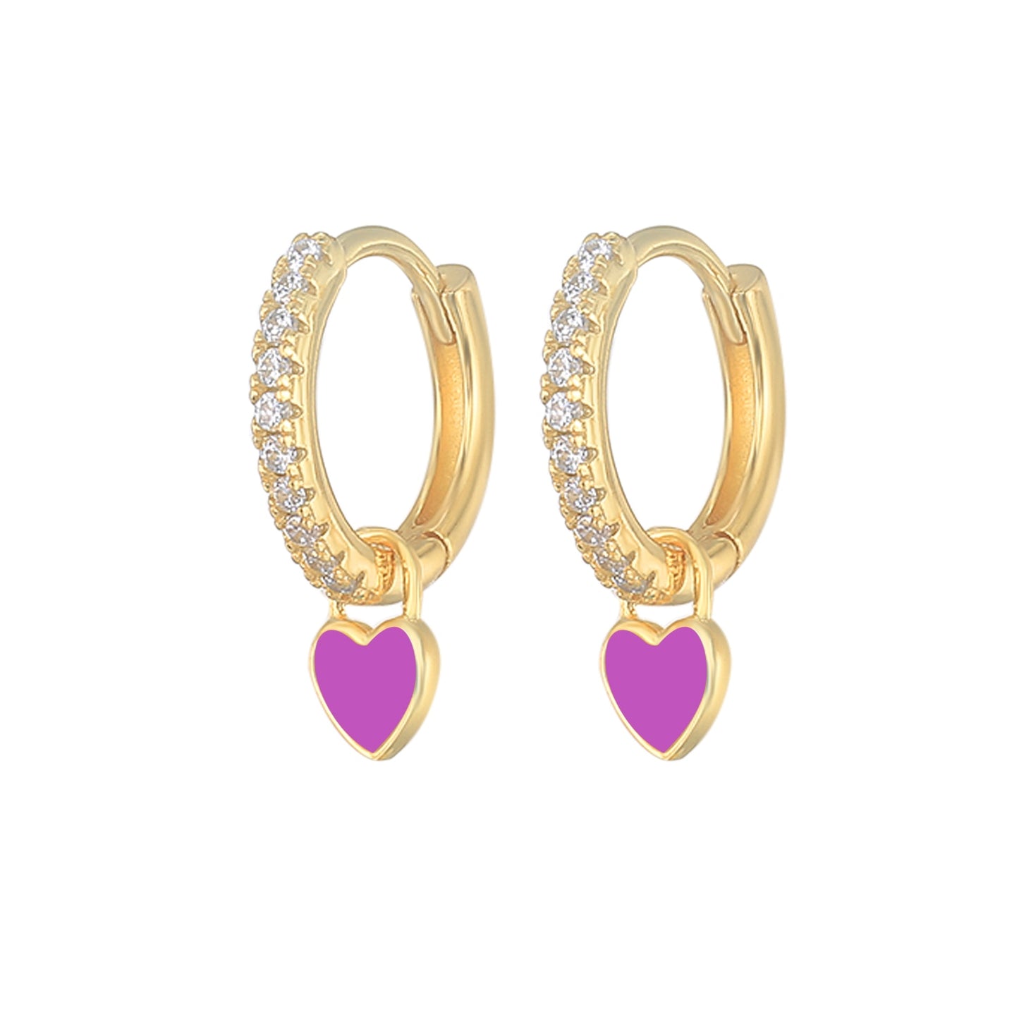 Aide Silver Color Hoop Earrings With Cute Candy Neon Color Enamel Heart Charm Drop Earring Gold Color For Girls Party Jewelry