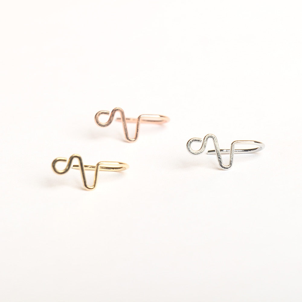 1pcs Copper Wire Spiral Fake Piercing Nose Ring  Gold Silver Color Clip Nose Ring Also Can Be Ear Clip Cuff Jewelry - Charlie Dolly