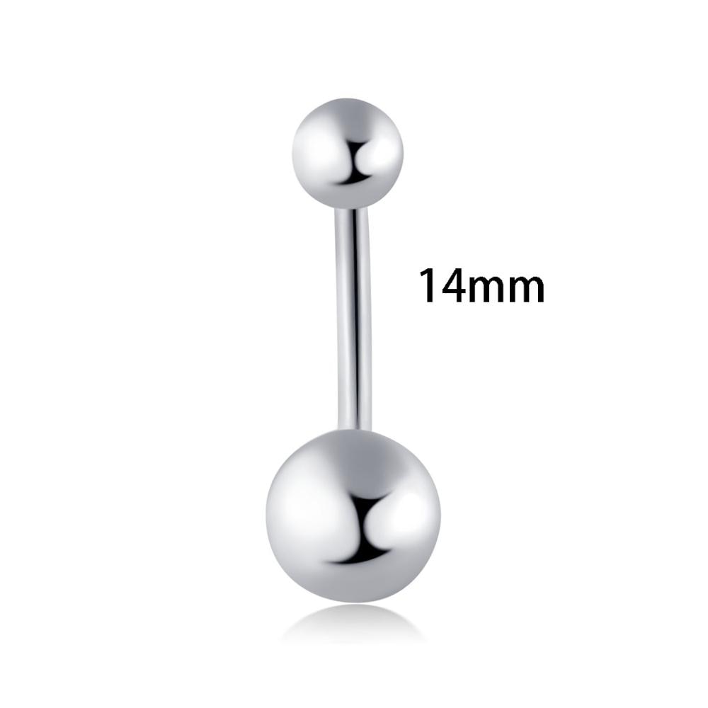 JUNLOWPY Wholesales 100pcs Silver 10/12/14mm Belly Button Rings Body Piercing Navel Piercing 14g 10mm