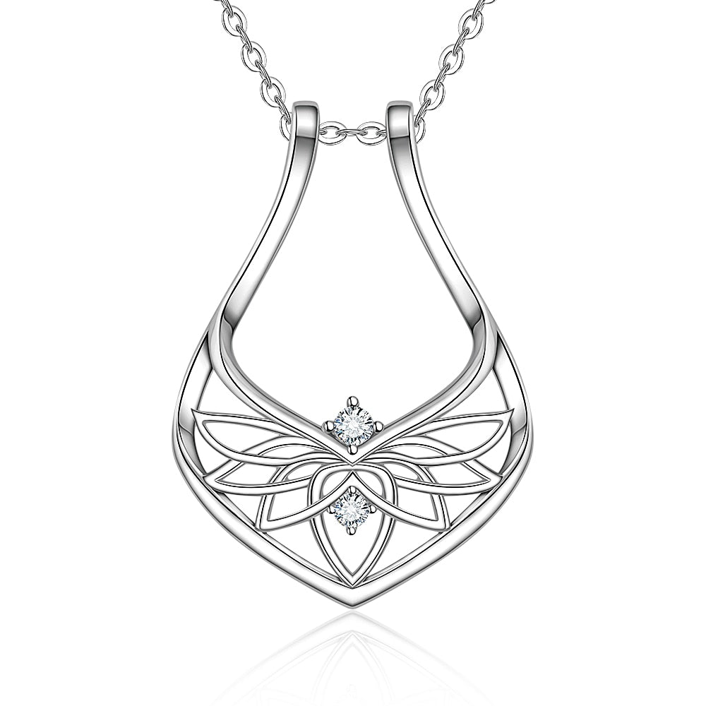 Ring Holder Necklace Lotus Flower 925 Sterling Silver Engagement Wedding Magic Rings Multiple for Women
