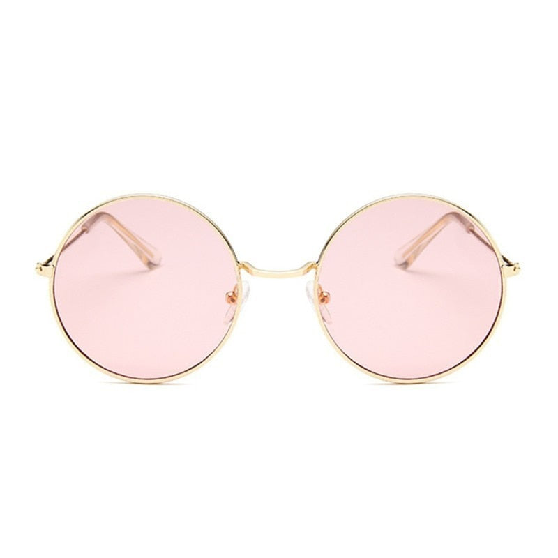 2019 Retro Round Pink Sunglasses Woman Brand Designer Sun Glasses For Woman Alloy Mirror Female Oculos De Sol Black