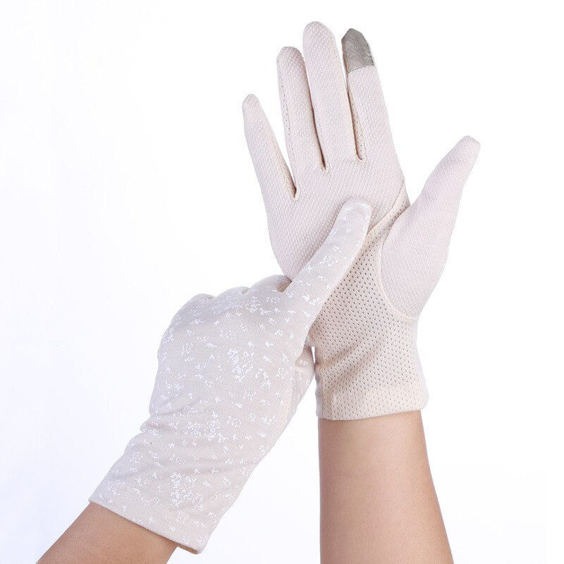 Women Sunscreen Stretch Gloves Summer Spring Lady Touch Screen Anti Uv Slip Resistant Driving Glove Breathable Guantes Pink