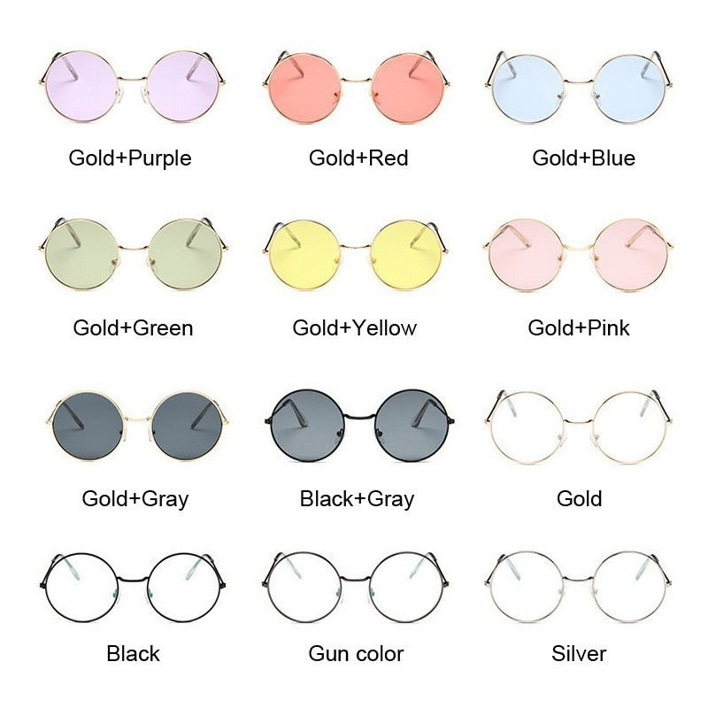 2019 Retro Round Pink Sunglasses Woman Brand Designer Sun Glasses For Woman Alloy Mirror Female Oculos De Sol Black