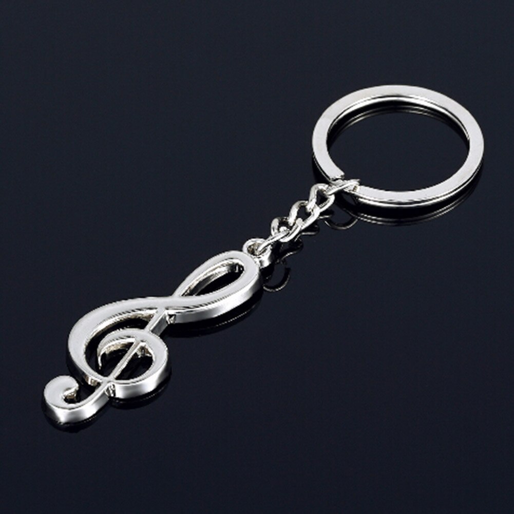 1Pcs Key Chain Key Ring Silver Plated Musical Note Keychain For Car Metal Music Symbol Key Chains