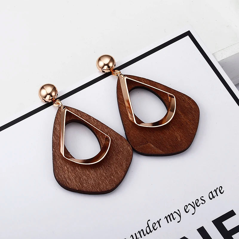 Hollow Geometric Ethnic Statement Earrings Jewelry