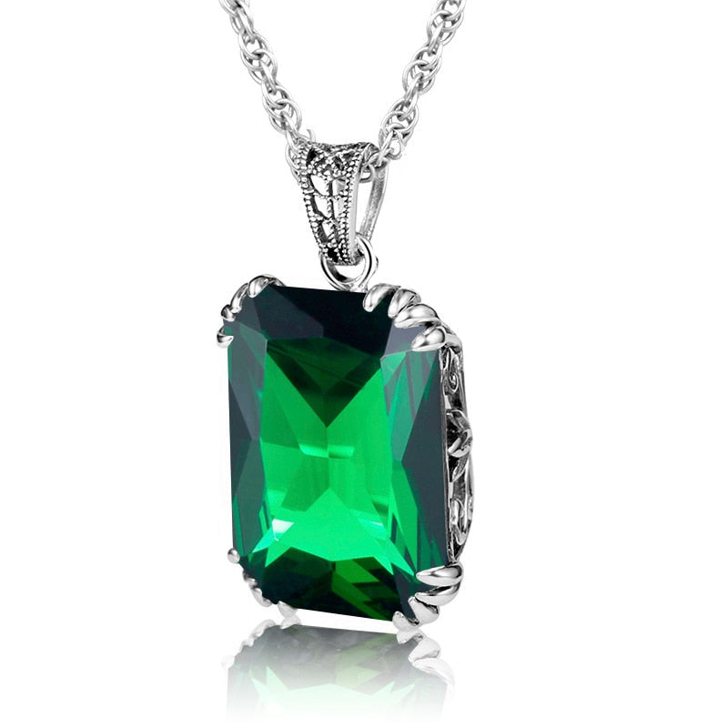 Szjinao Charms Steven Universe Solid 925 Sterling Silver Pendant Necklaces Green Stone Crystal For Women Wedding Decoration