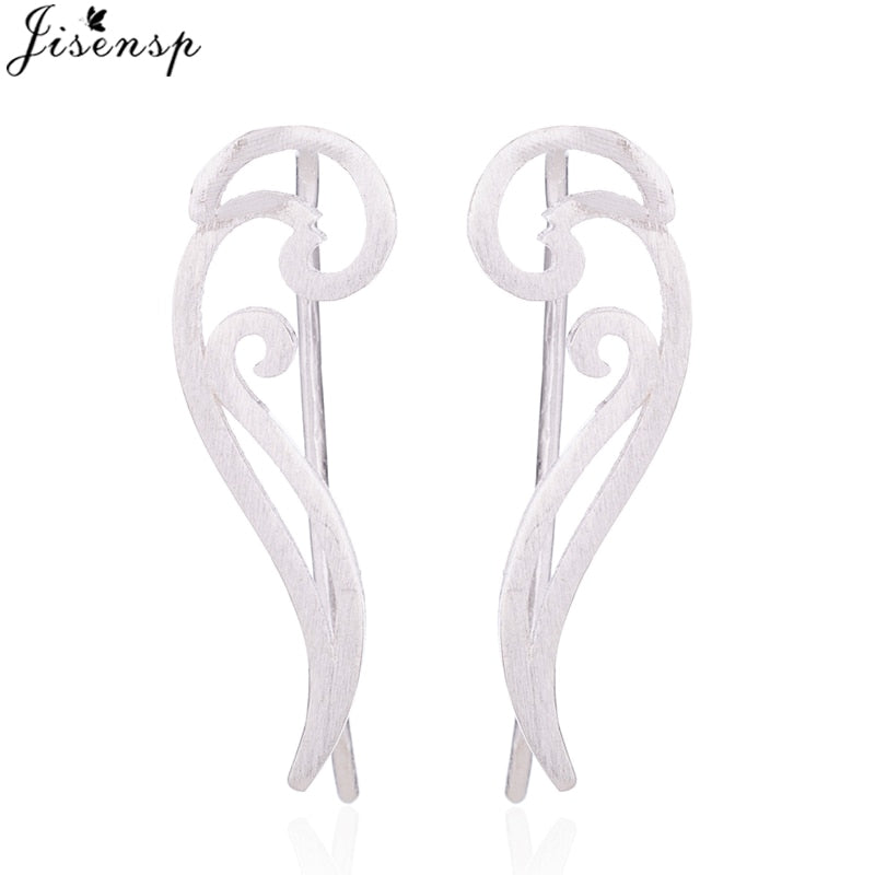 Jisensp Punk Waves Ear Climbers Earrings for Women Stud Earings Ear Crawler Bohemian Cute Earing Piercing Earings Pendientes