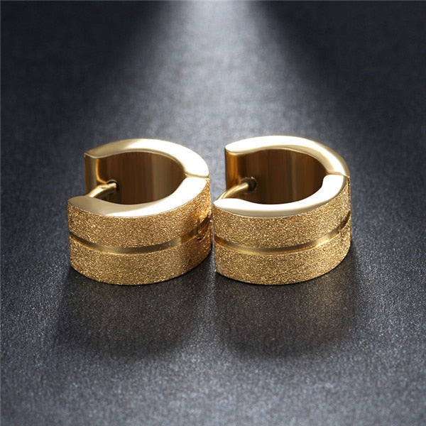 ZORCVENS Silver Color&Gold-Color Punk Rock Stainless Steel Small Hoop Earrings for Women Wedding Party Jewelry