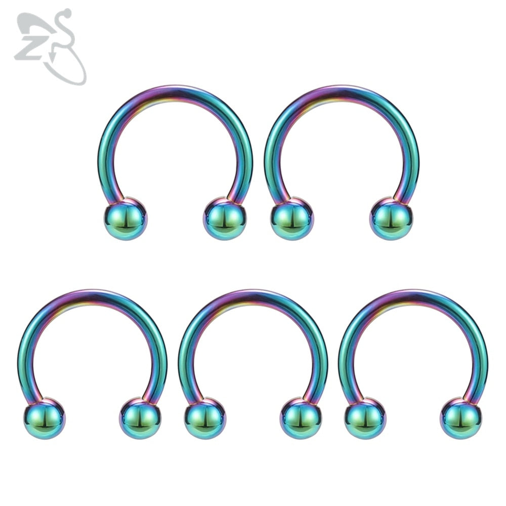 ZS 5 Pcs/lot Stainless Steel Nose Ring Spike Nose Piercings Helix Ear Piercing For Women Men Septum Rings Body Piercing Jewelry