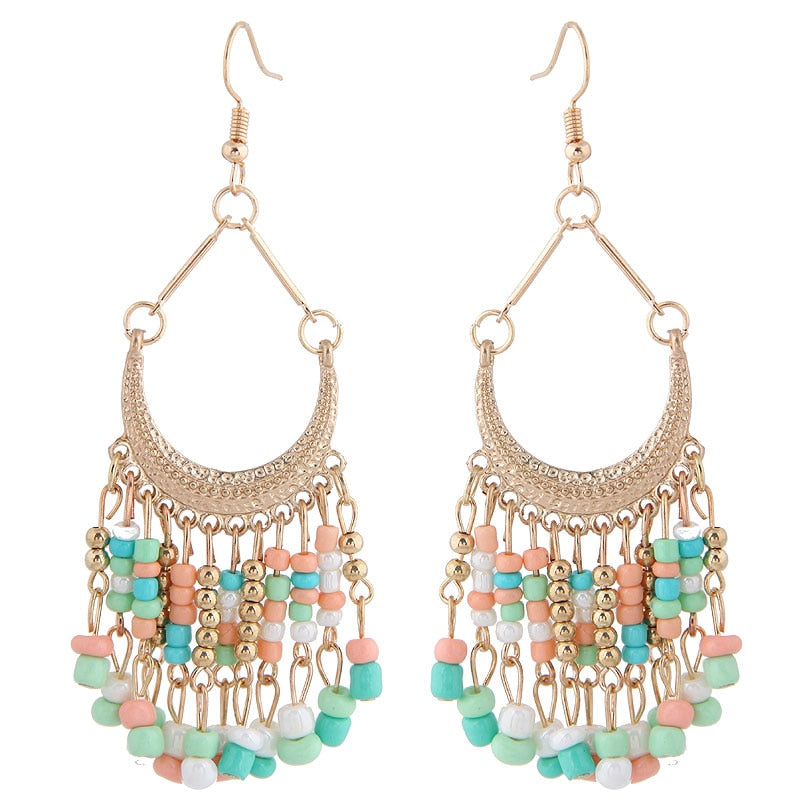 Kymyad Earrings 2022 Trend New Long Dangle Earrings Vintage Earings Fashion Jewelry Female Earrings Tassel Beads Chains Earring