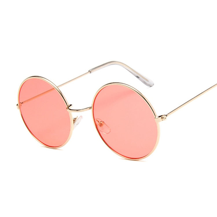 2019 Retro Round Pink Sunglasses Woman Brand Designer Sun Glasses For Woman Alloy Mirror Female Oculos De Sol Black