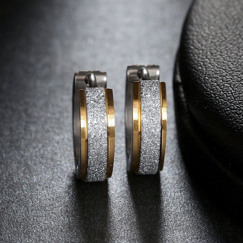 ZORCVENS Silver Color&Gold-Color Punk Rock Stainless Steel Small Hoop Earrings for Women Wedding Party Jewelry