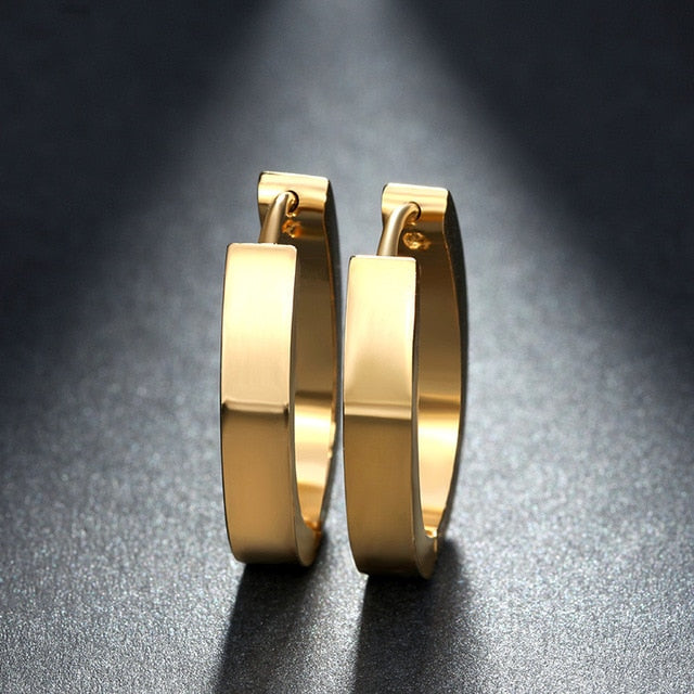 ZORCVENS Silver Color&Gold-Color Punk Rock Stainless Steel Small Hoop Earrings for Women Wedding Party Jewelry