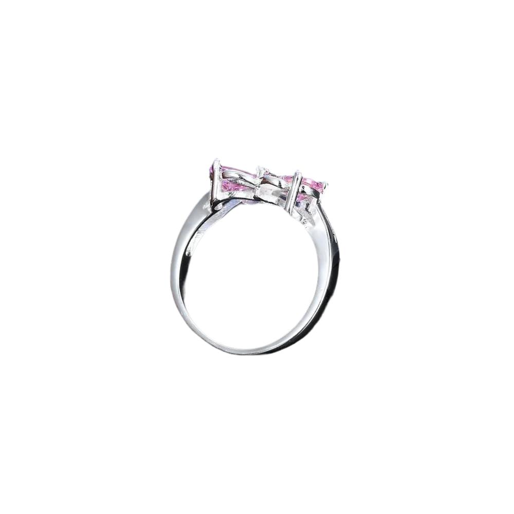 Beautiful Butterfly Shaped Engagement Party Ring For Girl Gift 925 Sterling Silver Rings For Women Wedding Pink Crystal