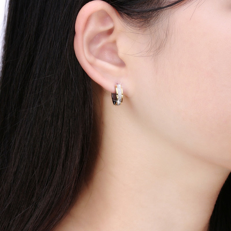 ZORCVENS Silver Color&Gold-Color Punk Rock Stainless Steel Small Hoop Earrings for Women Wedding Party Jewelry