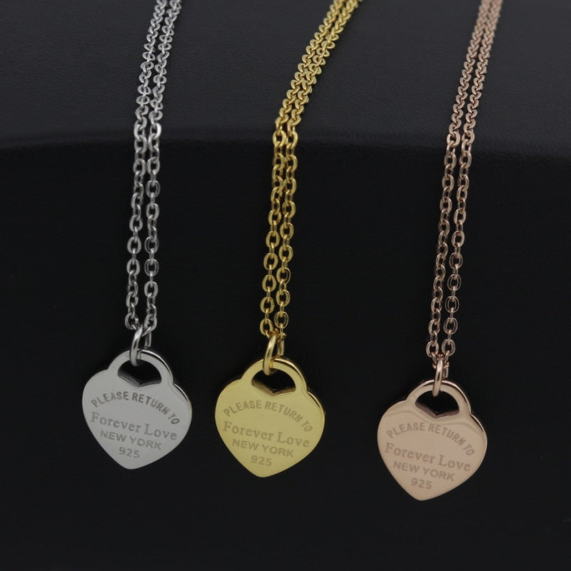 Fashion Luxury Famous Brand Necklace Women paragraph clavicle Necklace Gold Color Peach Heart Pendant Necklace Fine Jewelry