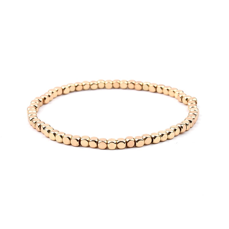 BOJIU Multicolor Crystal Strand Bracelets For Women Gold Acrylic Copper Beads Pink White Black Gray Crystal Bracelet Femme BC226