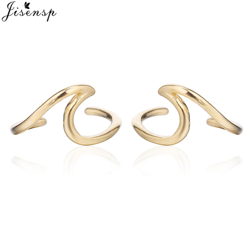 Jisensp Punk Waves Ear Climbers Earrings for Women Stud Earings Ear Crawler Bohemian Cute Earing Piercing Earings Pendientes