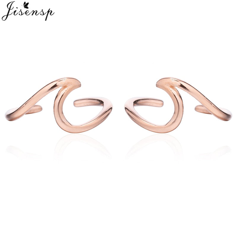 Jisensp Punk Waves Ear Climbers Earrings for Women Stud Earings Ear Crawler Bohemian Cute Earing Piercing Earings Pendientes