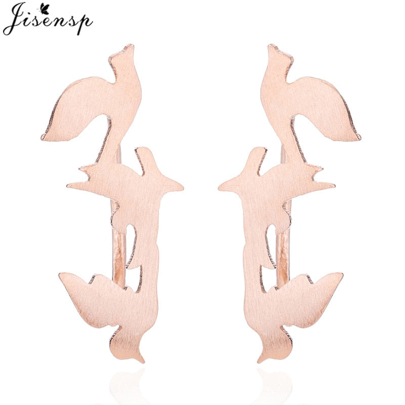 Jisensp Punk Waves Ear Climbers Earrings for Women Stud Earings Ear Crawler Bohemian Cute Earing Piercing Earings Pendientes