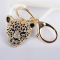 2023 Fashion Crystal Leopard head Rhinestone Tiger Keychain Women's bags Decoration Pendants Accessories Car keyrings Jewelry - Charlie Dolly