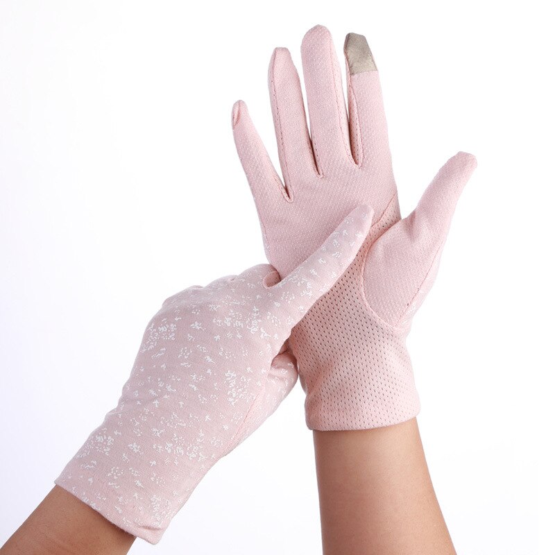 Women Sunscreen Stretch Gloves Summer Spring Lady Touch Screen Anti Uv Slip Resistant Driving Glove Breathable Guantes Pink
