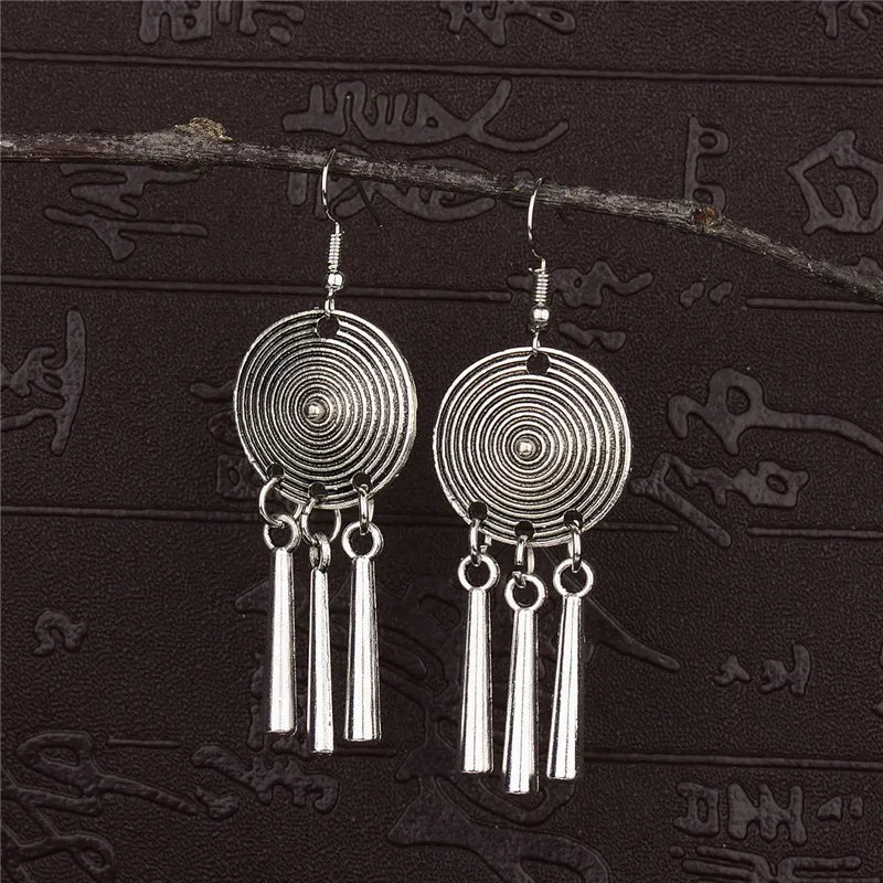 Silver Jhumka Flower Tassel Ethnic Earrings Jewelry