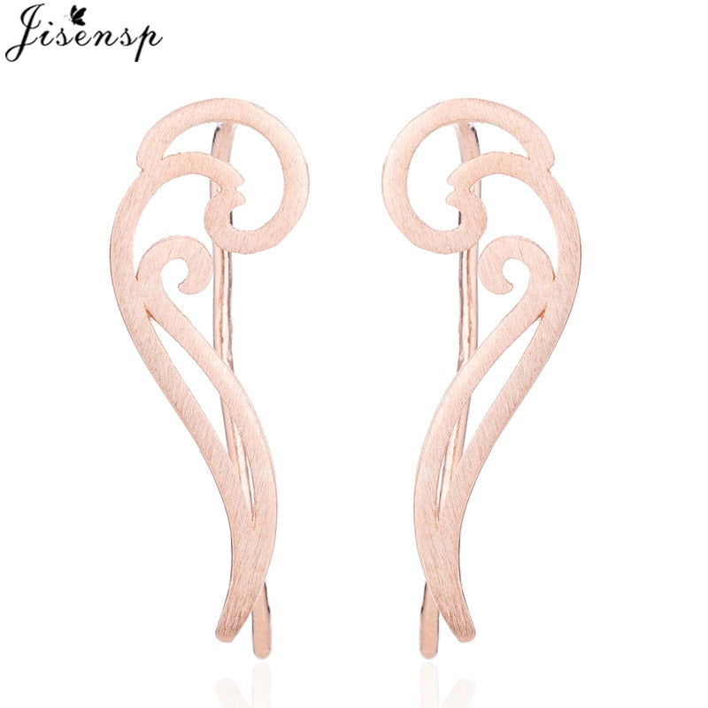 Jisensp Punk Waves Ear Climbers Earrings for Women Stud Earings Ear Crawler Bohemian Cute Earing Piercing Earings Pendientes