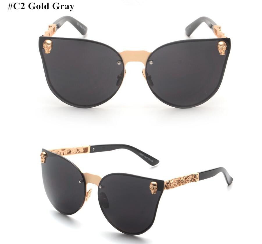 Emosnia Pink Sunglasses Rose Gold Skull Oversize Sunglasses Women Brand Designer Big Frame Sun Glasses For Female Ladies Eyewear