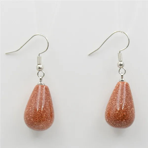 Obsidian Rose Quartz Teardrop Healing Earrings Jewelry