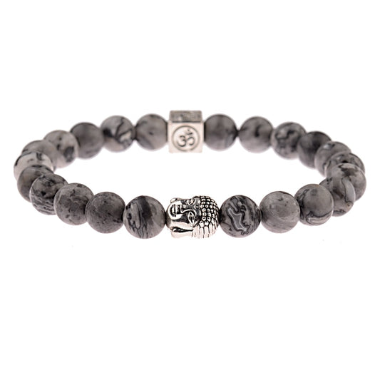 Charm Buddha&Evil Eye Bracelet Women 8mm Elastic Round Bright Black Stone Chakra Bracelets Men Erkek Bileklik Homme - Charlie Dolly
