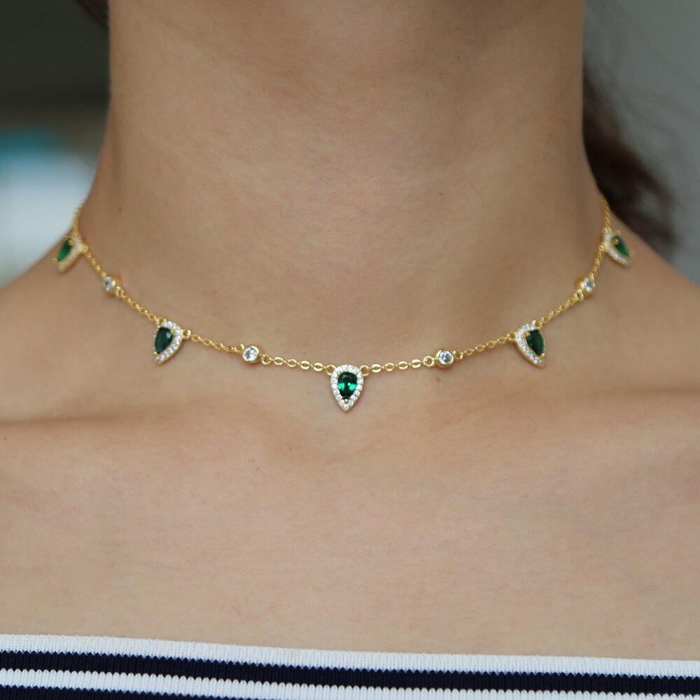 Bohemia NEWest gold color Pink stone statement chain necklace choker fashion jewelry for women elegance gift stylish jewelry