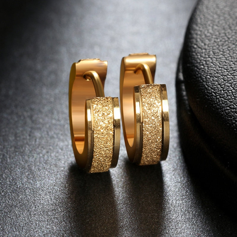 ZORCVENS Silver Color&Gold-Color Punk Rock Stainless Steel Small Hoop Earrings for Women Wedding Party Jewelry