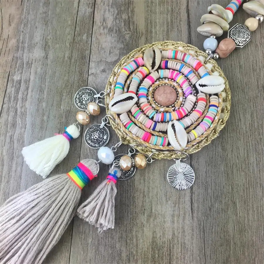 Colorful Fringe Tassel Maxi Necklace Jewelry