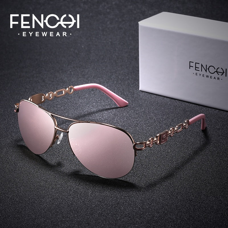 FENCHI Women Sunglasses DesignerTrendy Brand Vintage Pink Mirror Sun Glasses Ladies Cat Eye Eyewear Oculos Feminino De Sol