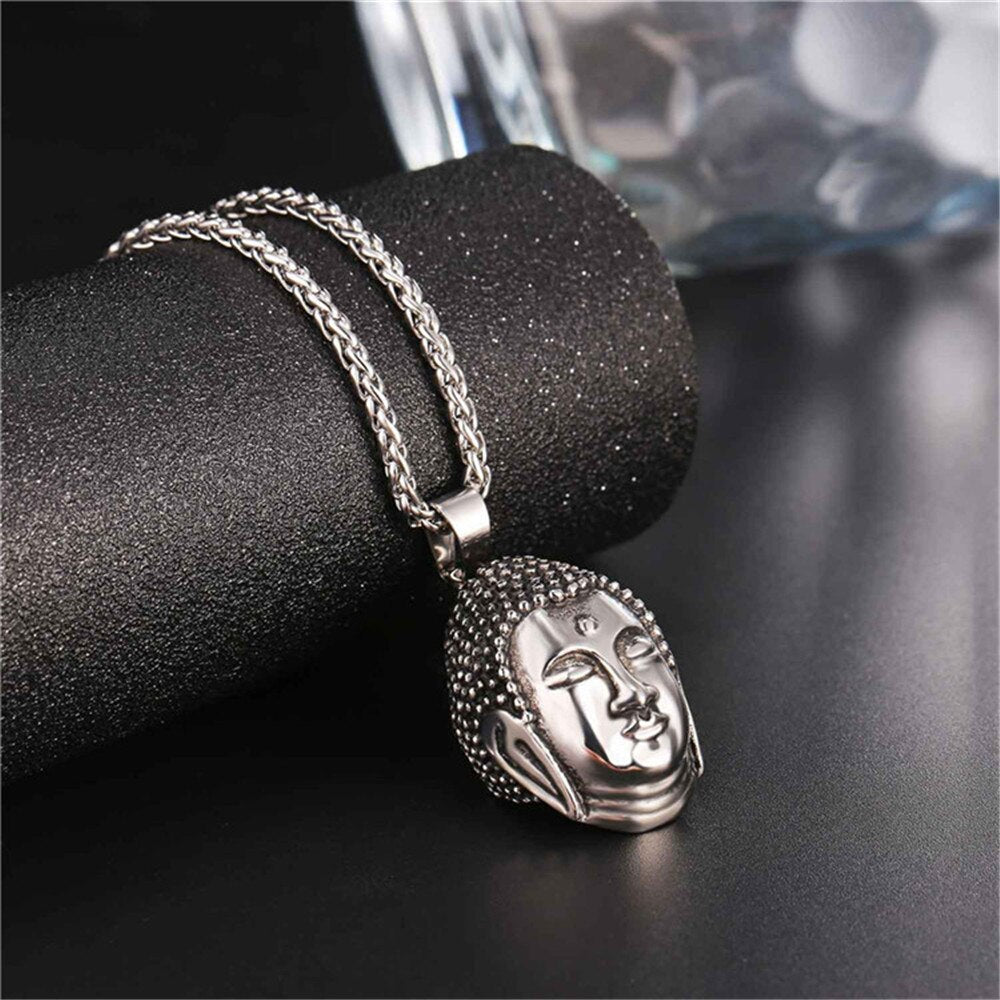 gold color Buddha necklace for men jewelry with stainless steel chain buddhist accessories lucky jewelry P2478G