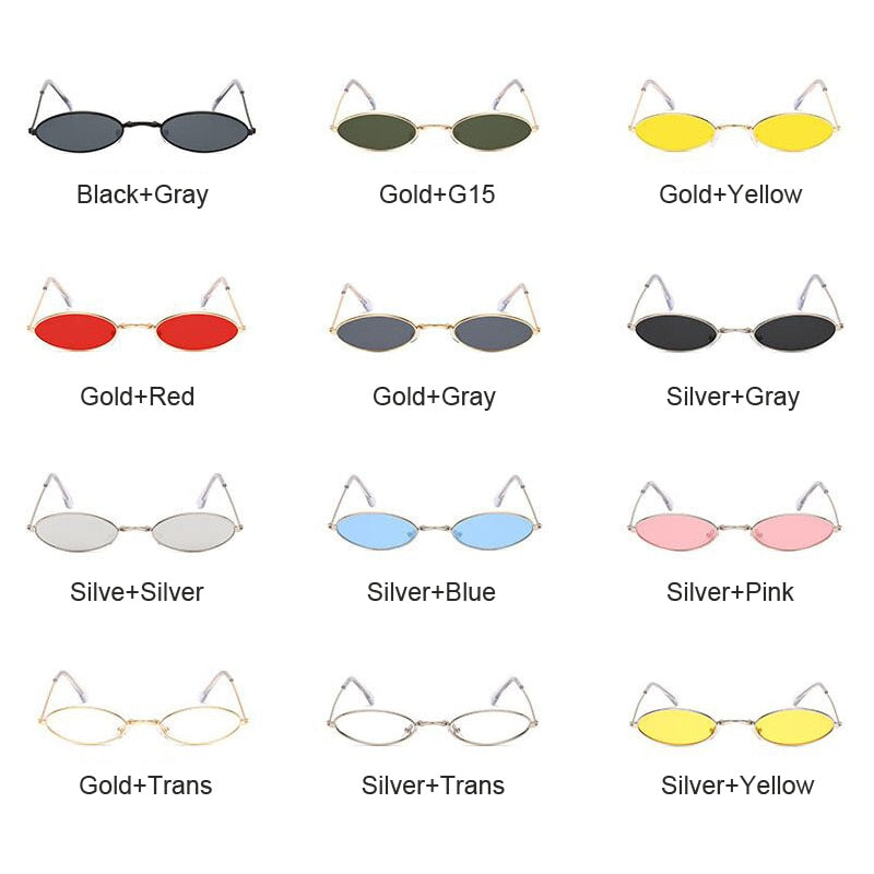 Small Frame Black Shades Round Sunglasses Woman Oval Brand Designer Vintage Fashion Pink Sun Glasses Female Oculos De Sol